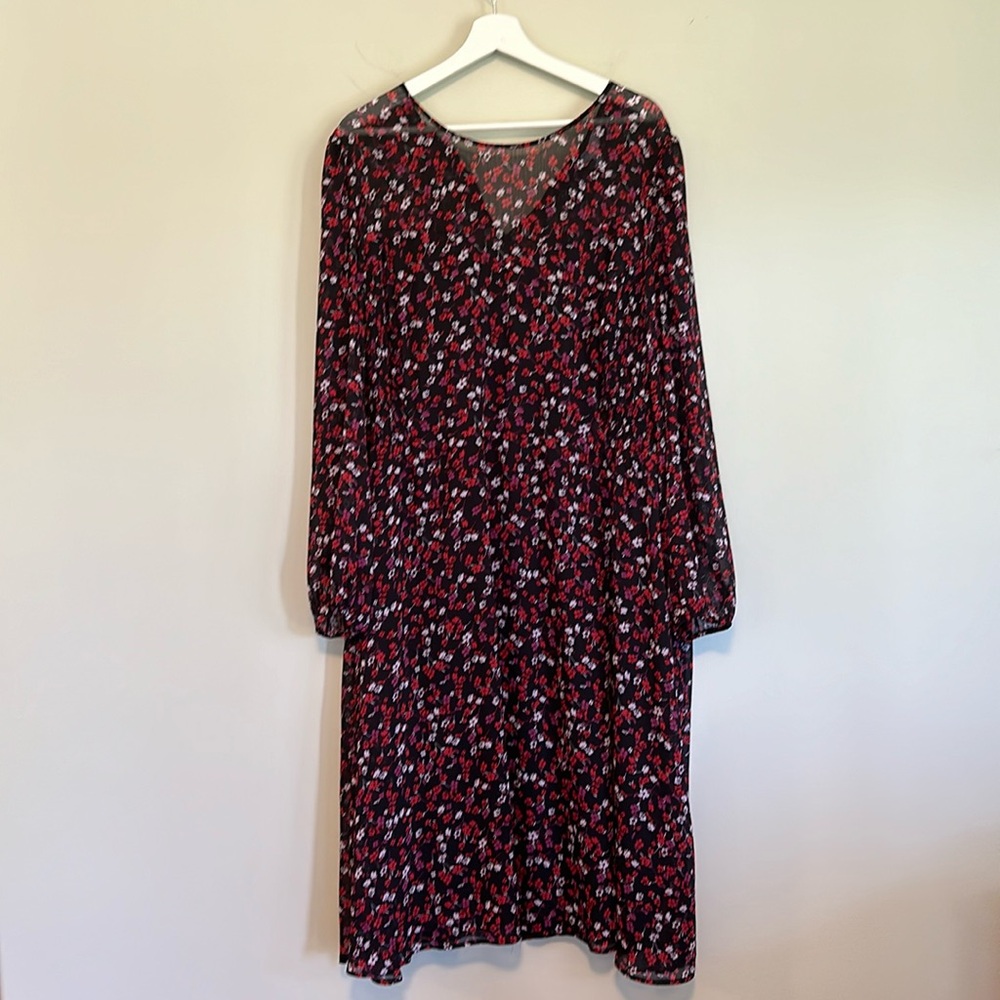 Addition black and red floral smock dress